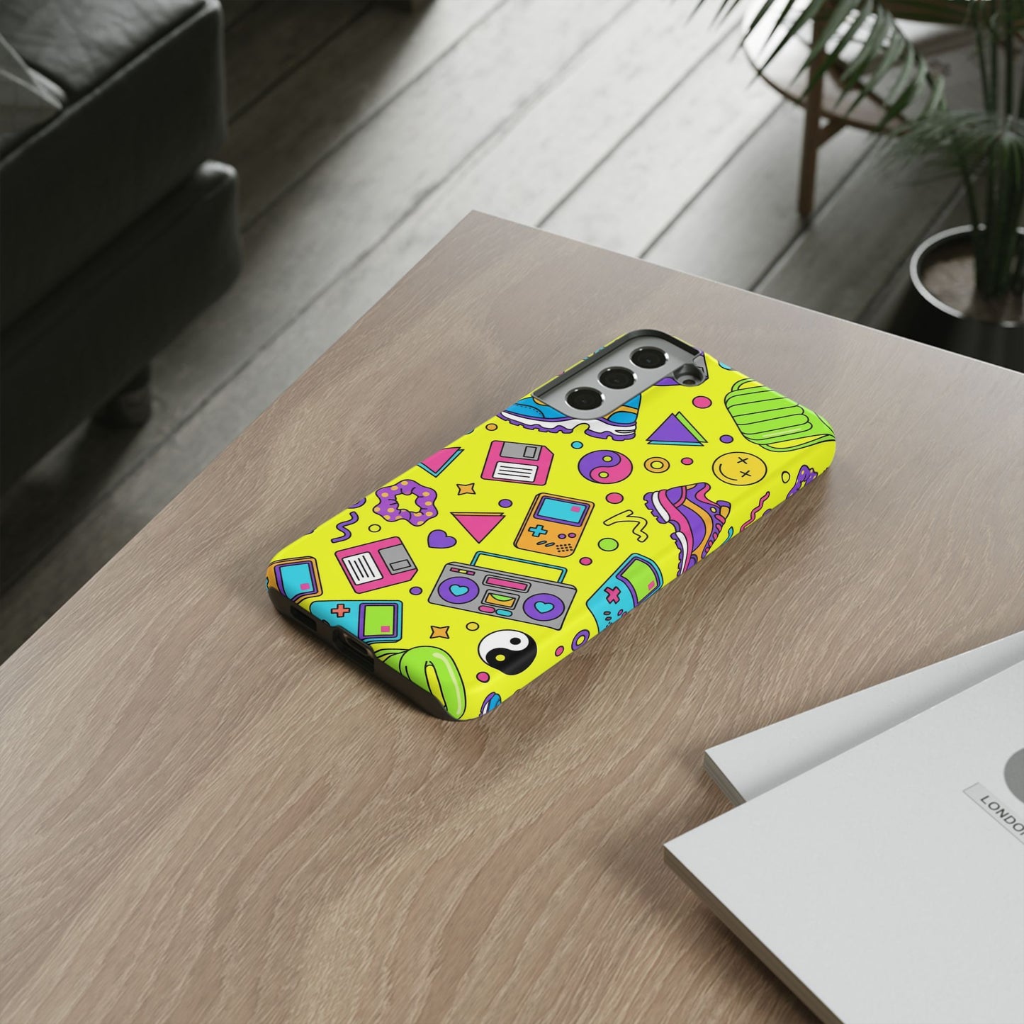 90s Retro Neon Phone Case – Y2K Nostalgia Colorful Icons Tough Protective Case