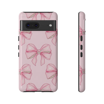 Pink Bow Pattern Phone Case | Coquette Aesthetic Tough Protective Case