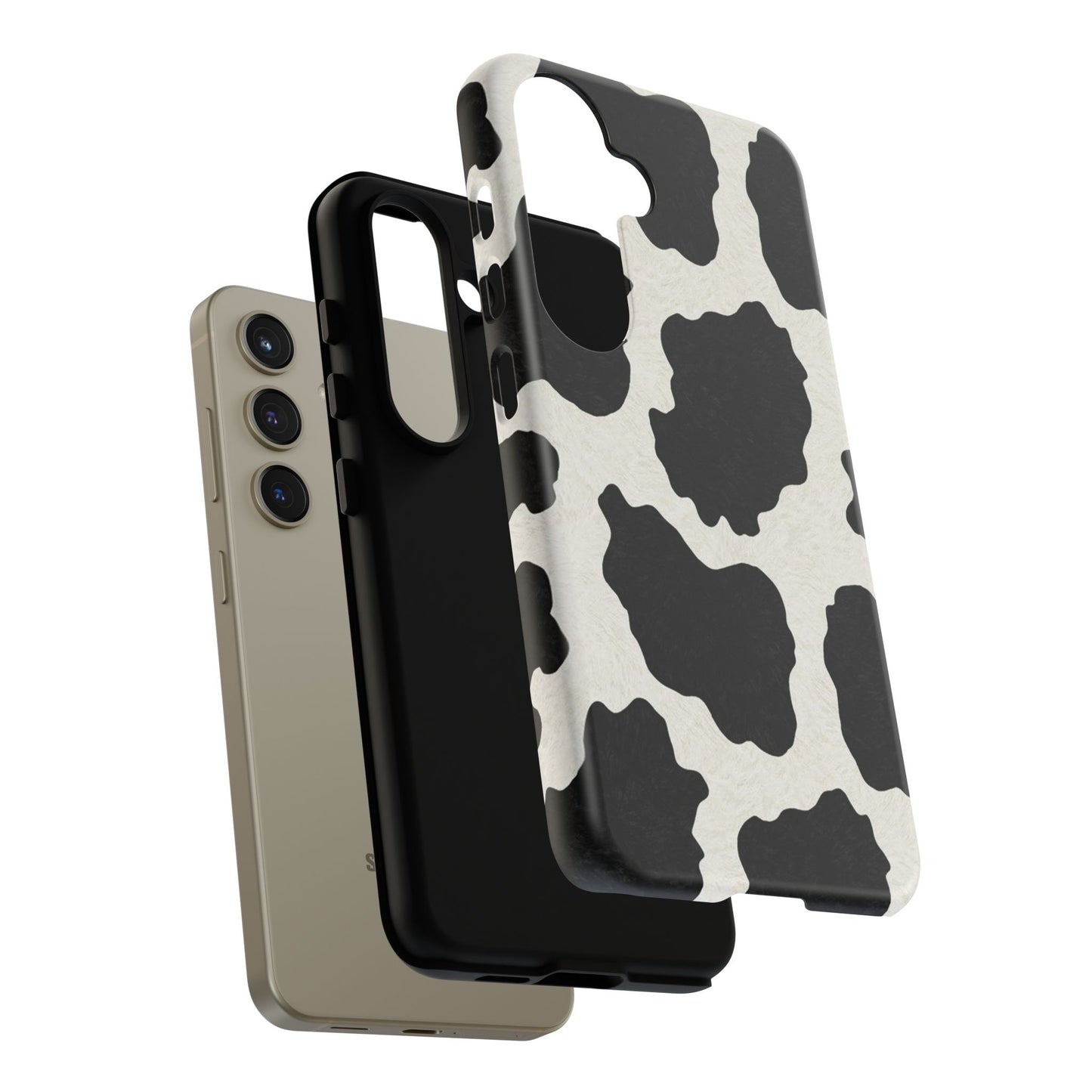 Black & White Cow Print Phone Case | Western Aesthetic iPhone & Samsung Tough Case