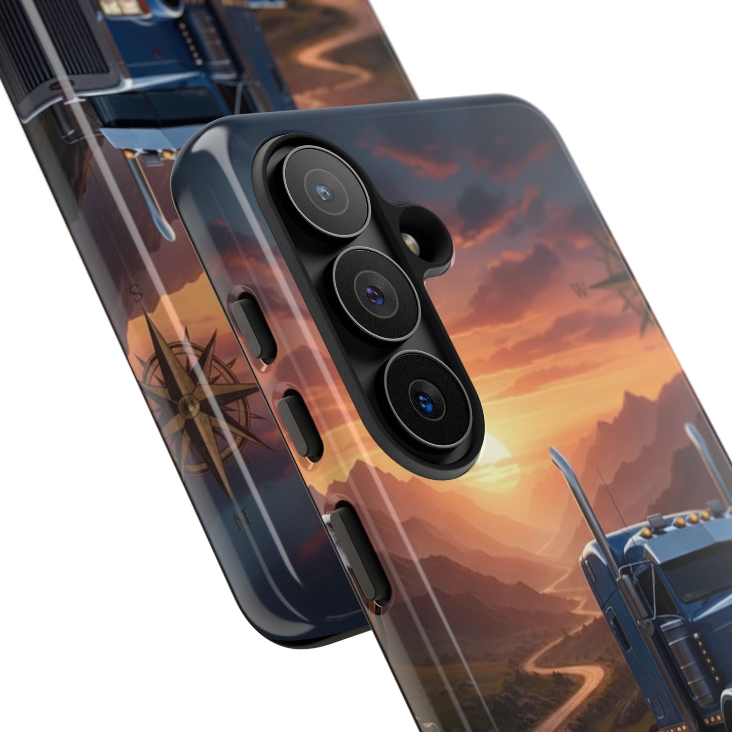 Semi Truck Sunset Phone Case | Trucker Gift | Diesel Truck Highway Road iPhone & Samsung Tough Protective Case