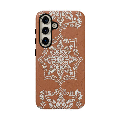 Talavera Terracotta Phone Case | Mexican Floral Pattern iPhone & Samsung Tough Case | Boho Clay Aesthetic Cover