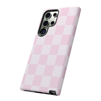 Light Pink Checkerboard Phone Case | Pastel Aesthetic Checkered iPhone & Samsung Tough Case