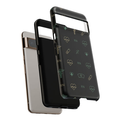 RN Nurse Phone Case – Minimal Medical Icon Pattern Healthcare Worker Tough Case