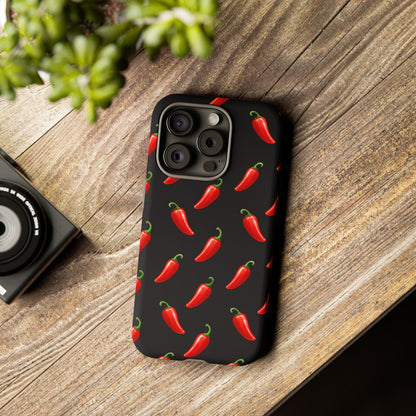 Spicy Chili Pepper Phone Case – Black Cute Hot Pepper Tough Cover for Iphone, Samsung Galaxy and Pixel