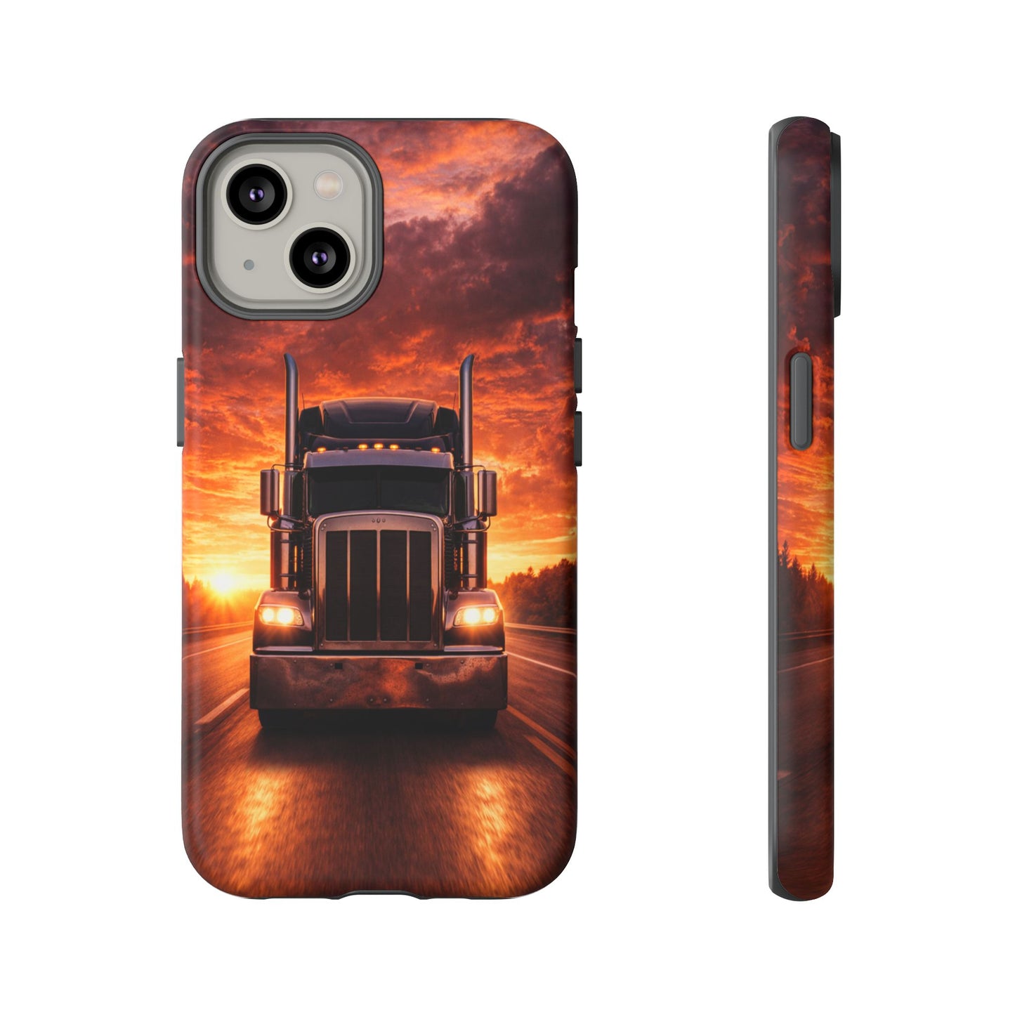 Big Rig Truck Phone Case Sunset Highway Semi Truck iPhone Samsung Cover