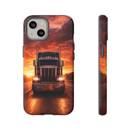 Big Rig Truck Phone Case Sunset Highway Semi Truck iPhone Samsung Cover