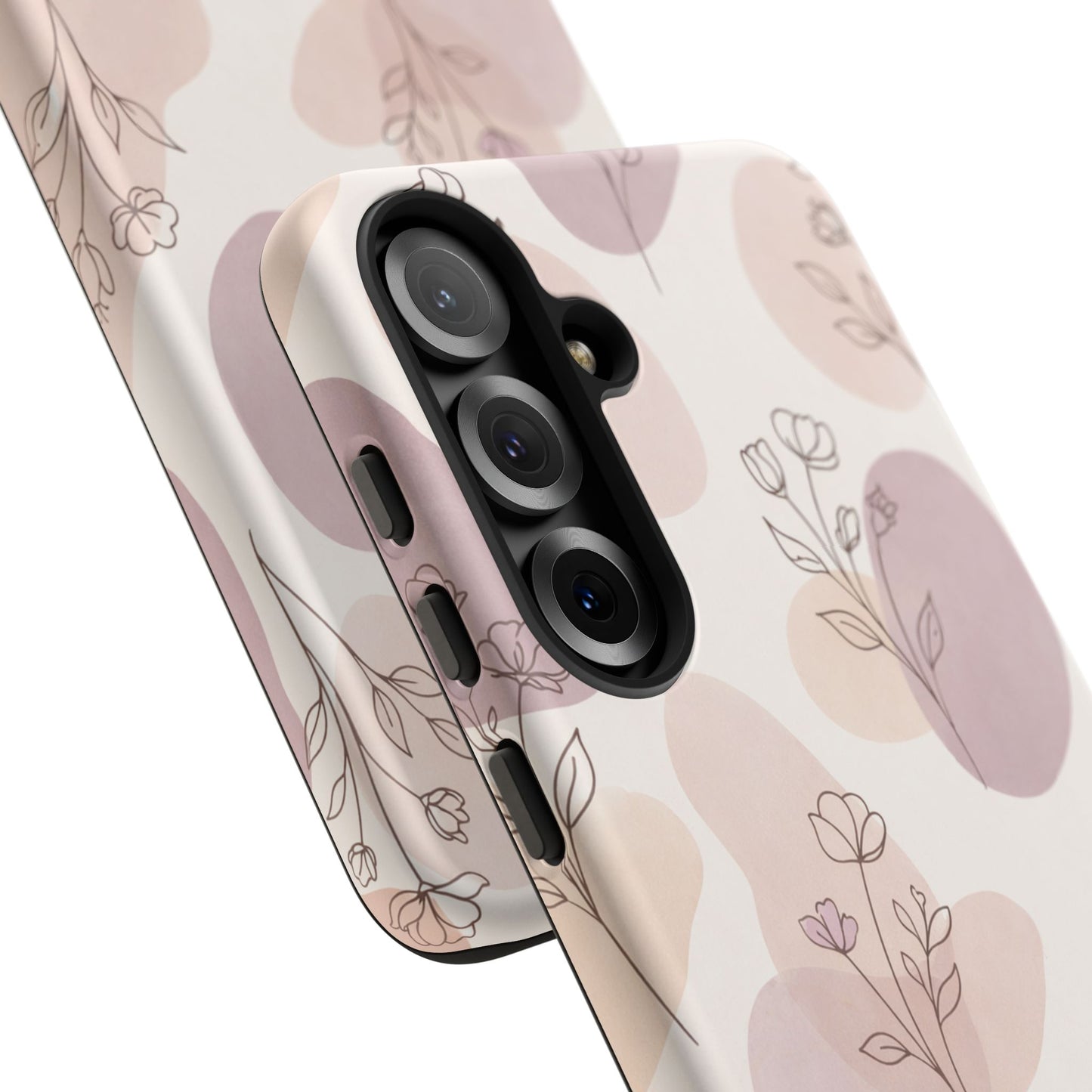 Blush Floral Phone Case Neutral Botanical Watercolor Tough Cover