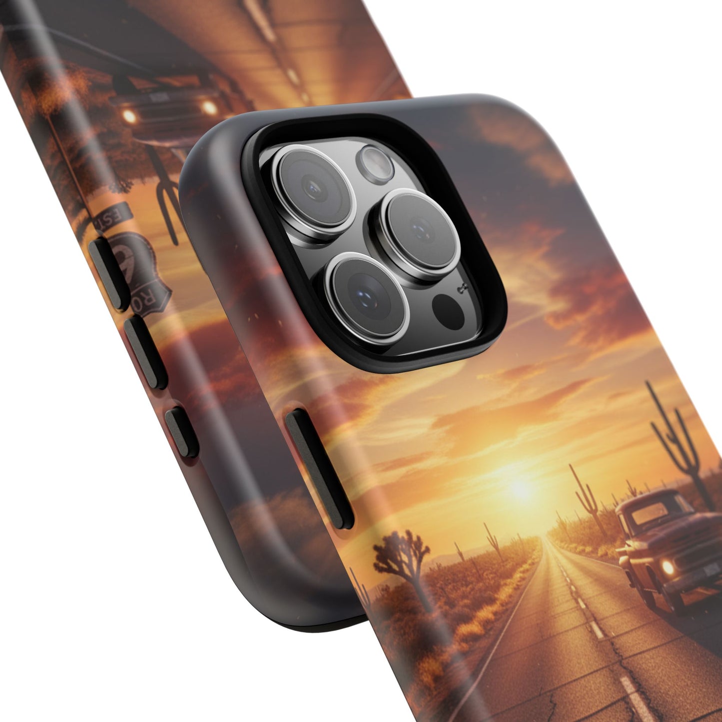 Route 66 Sunset Desert Highway Phone Case – Road Trip Travel Aesthetic Tough Case