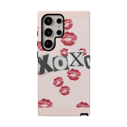 XOXO Kiss Print Phone Case | Coquette Valentine Aesthetic | Cute Pink Lipstick Kiss Tough Case for iPhone & Samsung