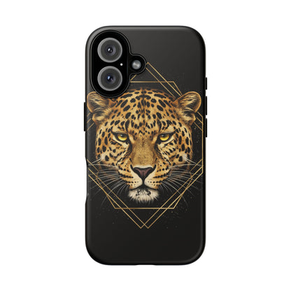 Leopard Phone Case – Black Gold Leopard Head Luxury Animal Tough Case