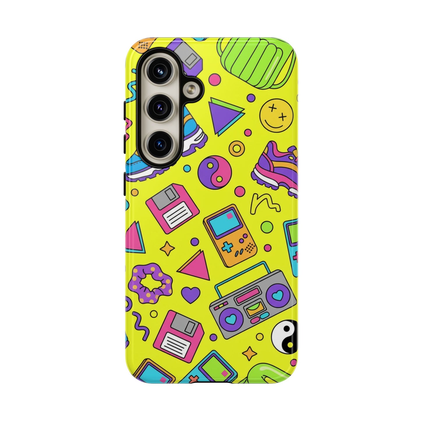 90s Retro Neon Phone Case – Y2K Nostalgia Colorful Icons Tough Protective Case