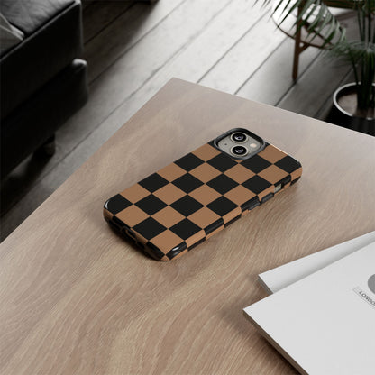 Brown Checkerboard Phone Case | Aesthetic Tough Protective Case