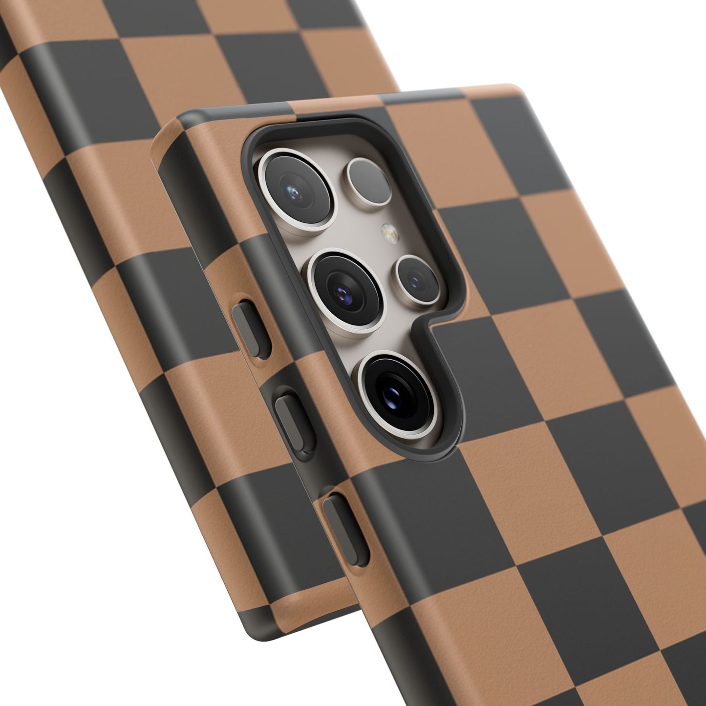 Brown Checkered Phone Case | Aesthetic Checkerboard iPhone & Samsung Tough Case