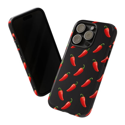 Spicy Chili Pepper Phone Case – Black Cute Hot Pepper Tough Cover for Iphone, Samsung Galaxy and Pixel