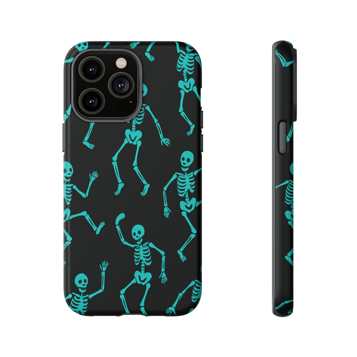 Dancing Teal Skeletons Phone Case | Tough Protective Case for Iphone, Samsung Galaxy and Pixel