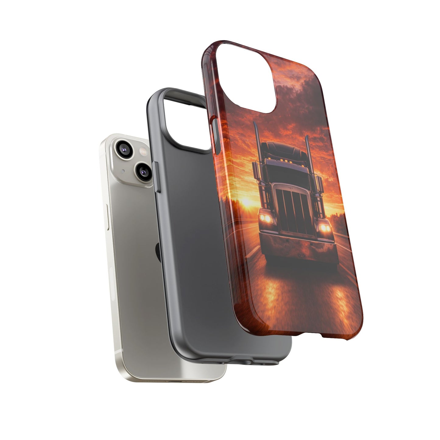 Big Rig Truck Phone Case Sunset Highway Semi Truck iPhone Samsung Cover