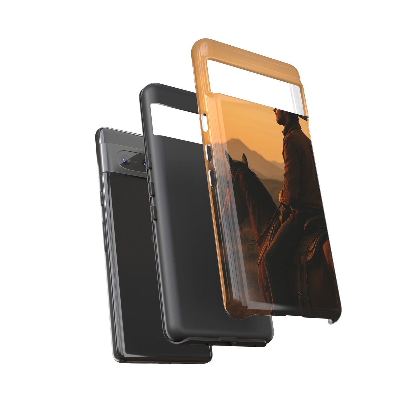 Western Cowboy Sunset Phone Case | Horse Rider Desert Aesthetic Tough Protective Case