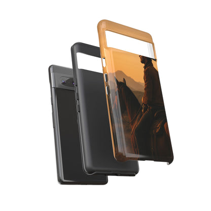 Western Cowboy Sunset Phone Case | Horse Rider Desert Aesthetic Tough Protective Case