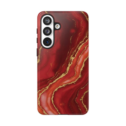 Red Agate Marble Phone Case – Gold Vein Luxury Stone Tough Case (iPhone, Samsung, Pixel)