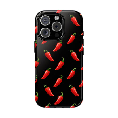 Spicy Chili Pepper Phone Case – Black Cute Hot Pepper Tough Cover for Iphone, Samsung Galaxy and Pixel