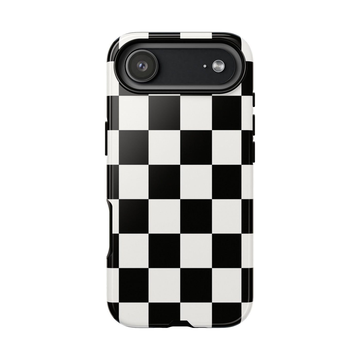Black & White Checkerboard Phone Case – Classic Aesthetic Tough Protective Case
