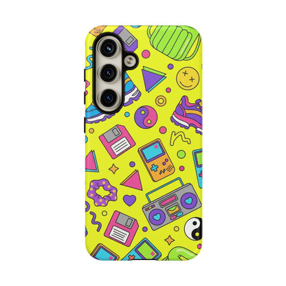 90s Retro Neon Phone Case – Y2K Nostalgia Colorful Icons Tough Protective Case