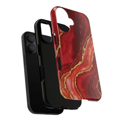 Red Agate Marble Phone Case – Gold Vein Luxury Stone Tough Case (iPhone, Samsung, Pixel)