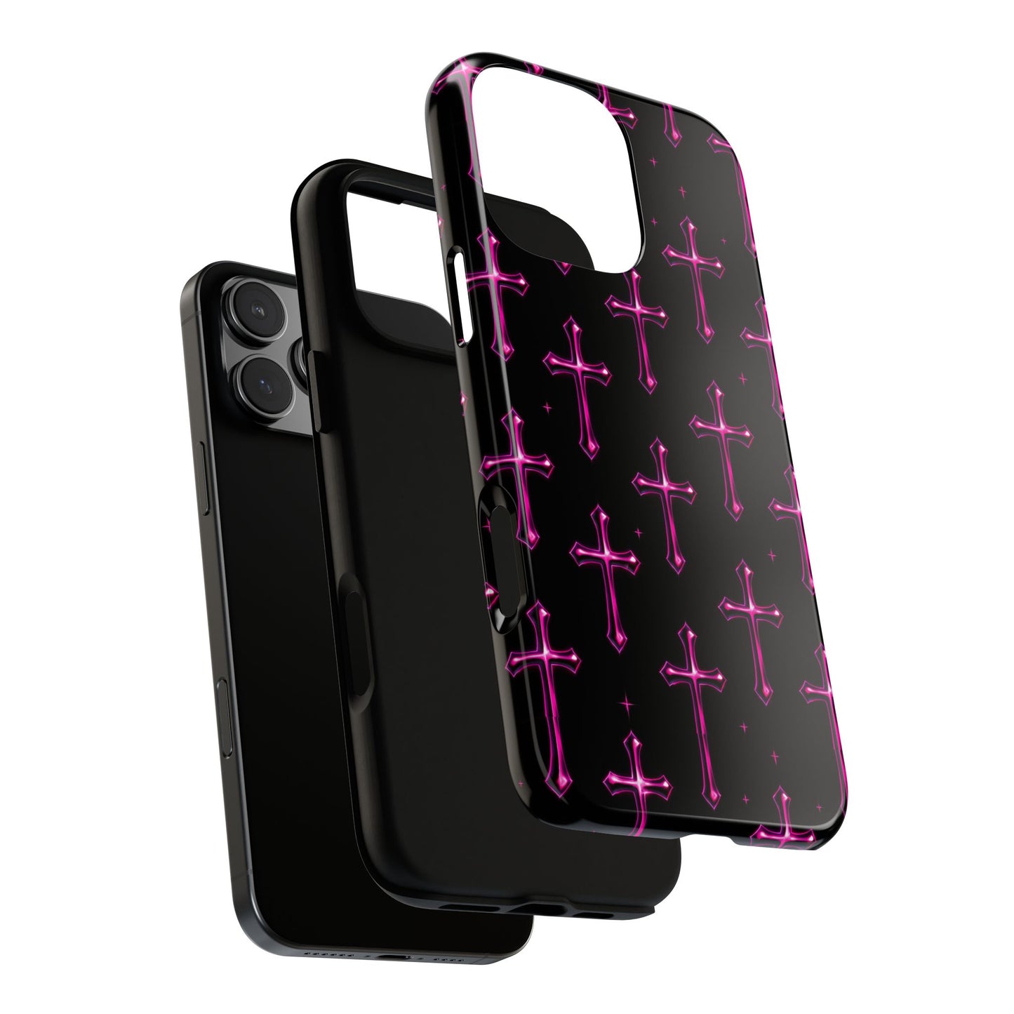 Neon Pink Cross Pattern Phone Case | Tough Protective Case for Iphone, Samsung Galaxy and Pixel