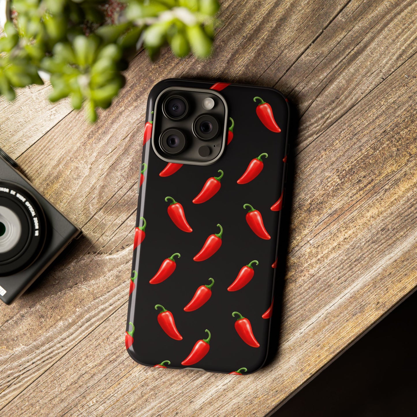 Spicy Chili Pepper Phone Case – Black Cute Hot Pepper Tough Cover for Iphone, Samsung Galaxy and Pixel