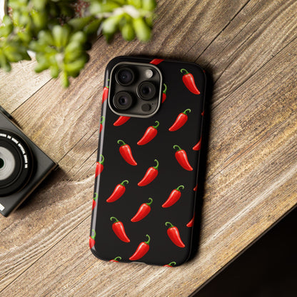 Spicy Chili Pepper Phone Case – Black Cute Hot Pepper Tough Cover for Iphone, Samsung Galaxy and Pixel