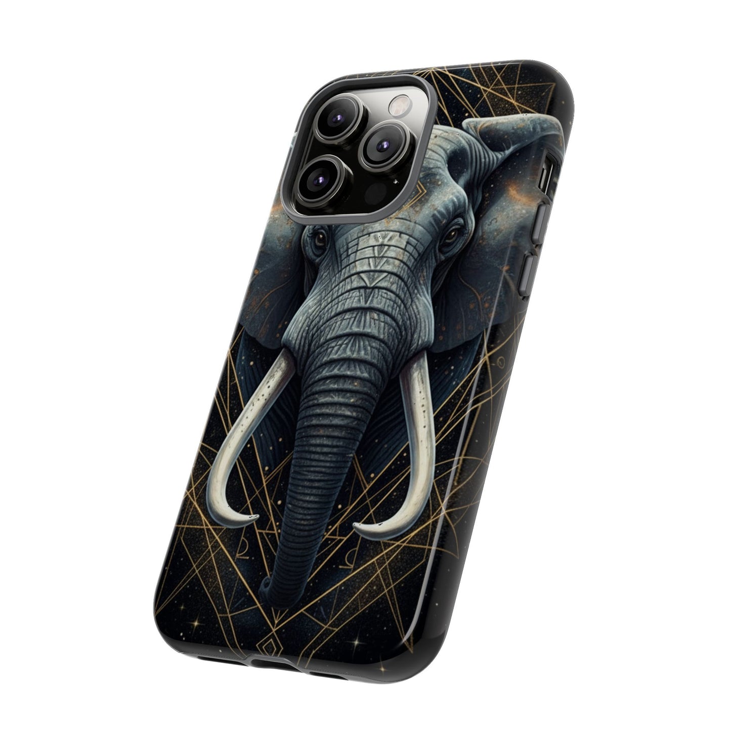 Elephant Mandala Phone Case – Black and Gold Spiritual Elephant Tough Protective Case