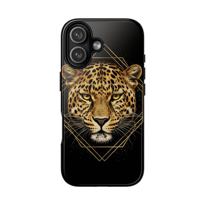Leopard Phone Case – Black Gold Leopard Head Luxury Animal Tough Case
