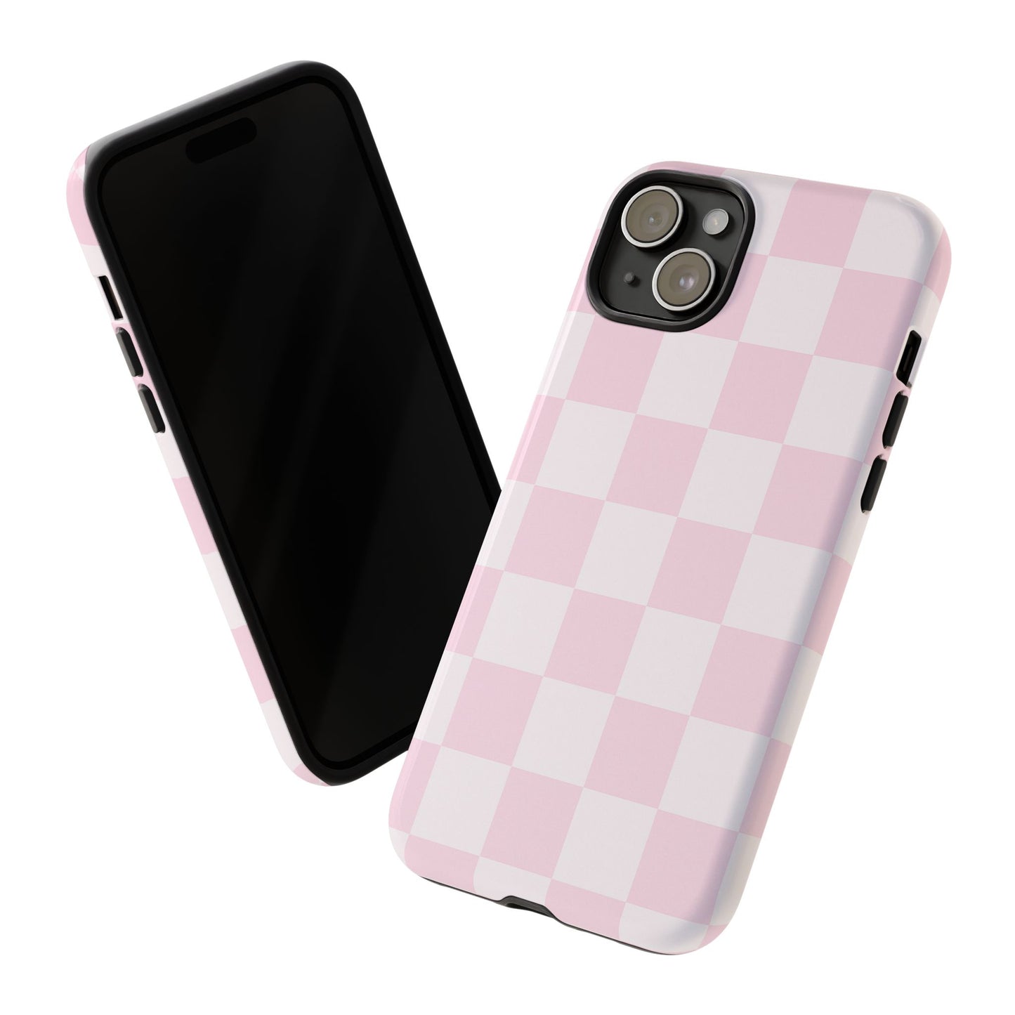 Light Pink Checkerboard Phone Case | Pastel Aesthetic Checkered iPhone & Samsung Tough Case
