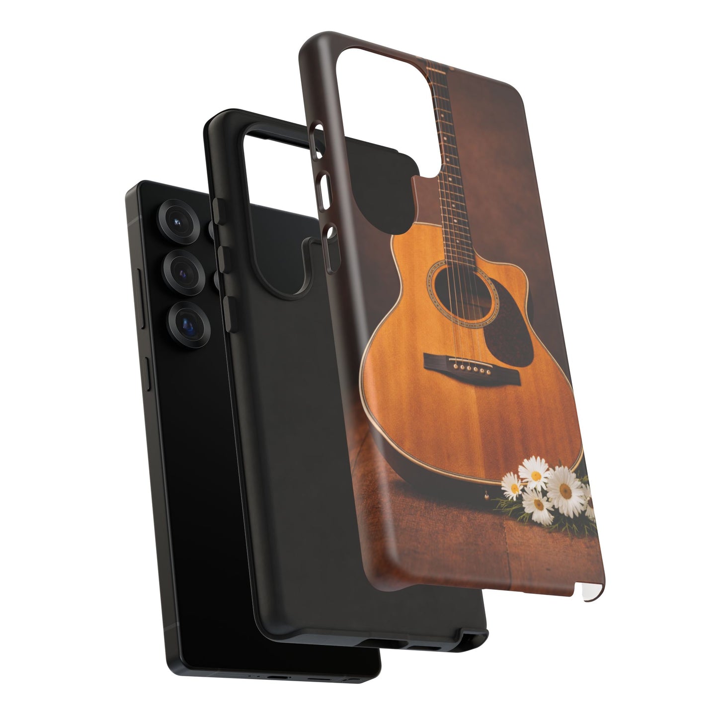 Acoustic Guitar Daisy Phone Case | Rustic Music Lover Tough Cover