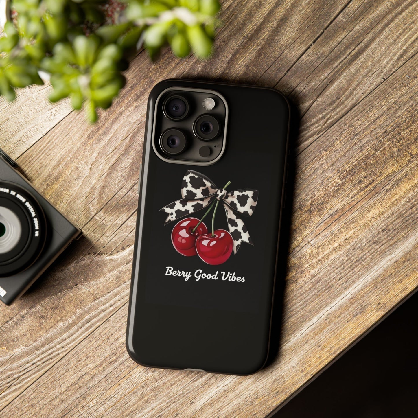 Cherry Cow Print Phone Case | Coquette Bow Aesthetic iPhone & Samsung Tough Case