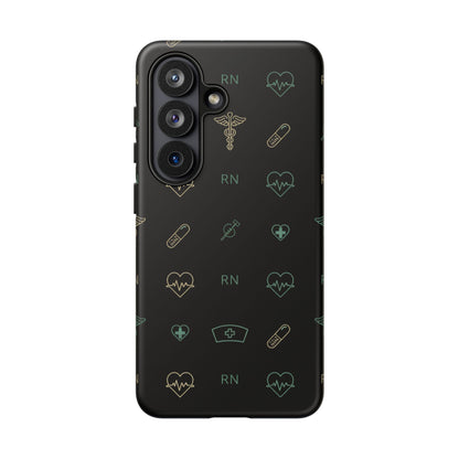 RN Nurse Phone Case – Minimal Medical Icon Pattern Healthcare Worker Tough Case