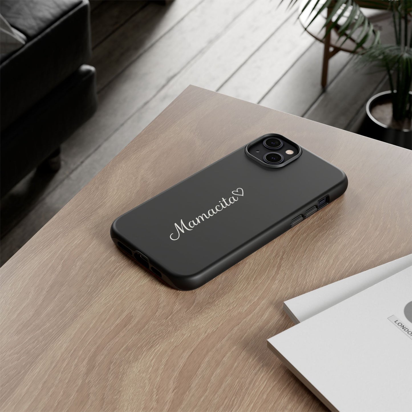 Mamacita Script Phone Case | Minimal Black Tough Case | Sleek Aesthetic Cover