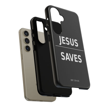 Jesus Saves Phone Case Christian Religious Minimalist Black Tough Cover