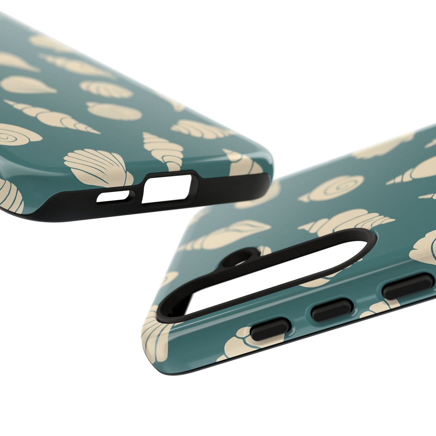 Seashell Pattern Phone Case | Teal Coastal Shells Tough Case for Iphone, Samsung Galaxy and Pixel