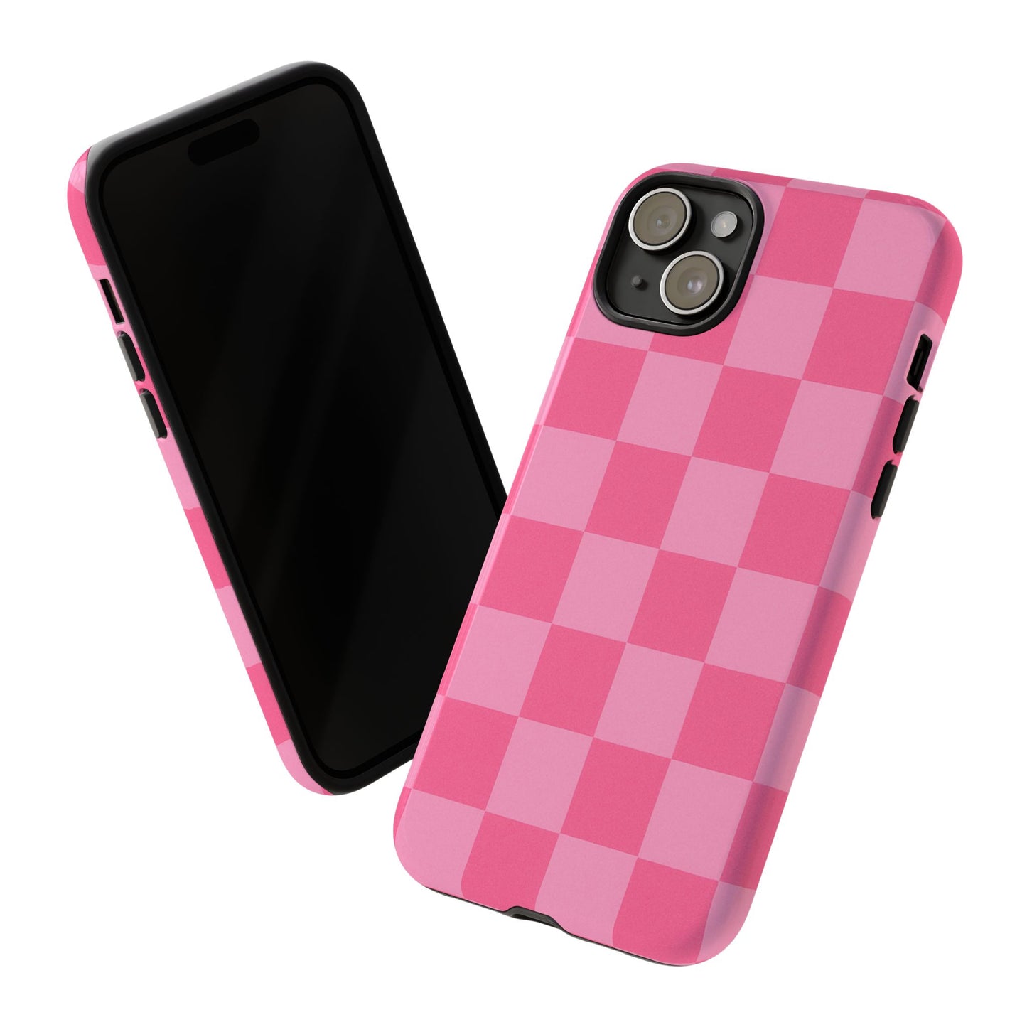 Pink Checkerboard Phone Case – Cute Aesthetic Tough Case for iPhone & Samsung