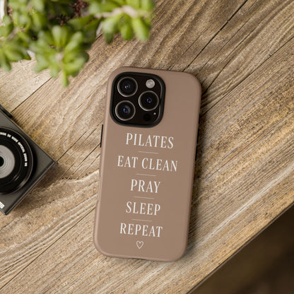 Pilates Phone Case | Eat Clean Pray Sleep Repeat Aesthetic | Wellness Girl Gift