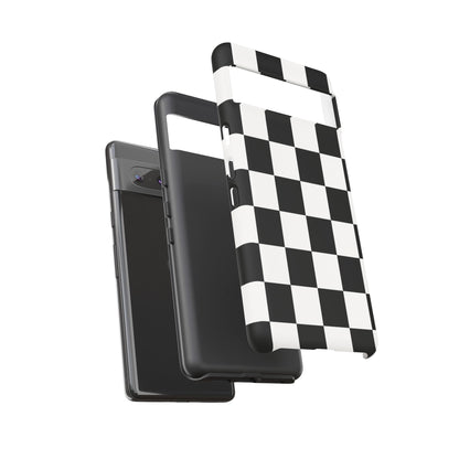 Black & White Checkerboard Phone Case – Classic Aesthetic Tough Protective Case