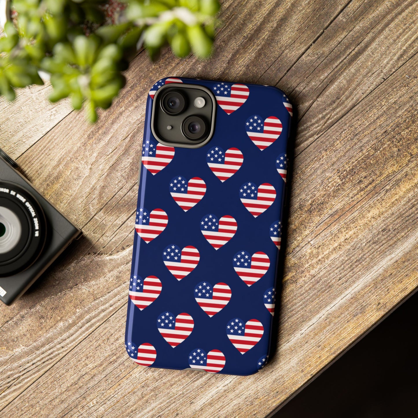Patriotic American Flag Heart Phone Case – Tough Shockproof, USA Stars & Stripes for Iphone, Samsung Galaxy and Pixel