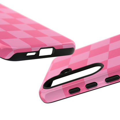 Pink Checkerboard Phone Case – Cute Aesthetic Tough Case for iPhone & Samsung
