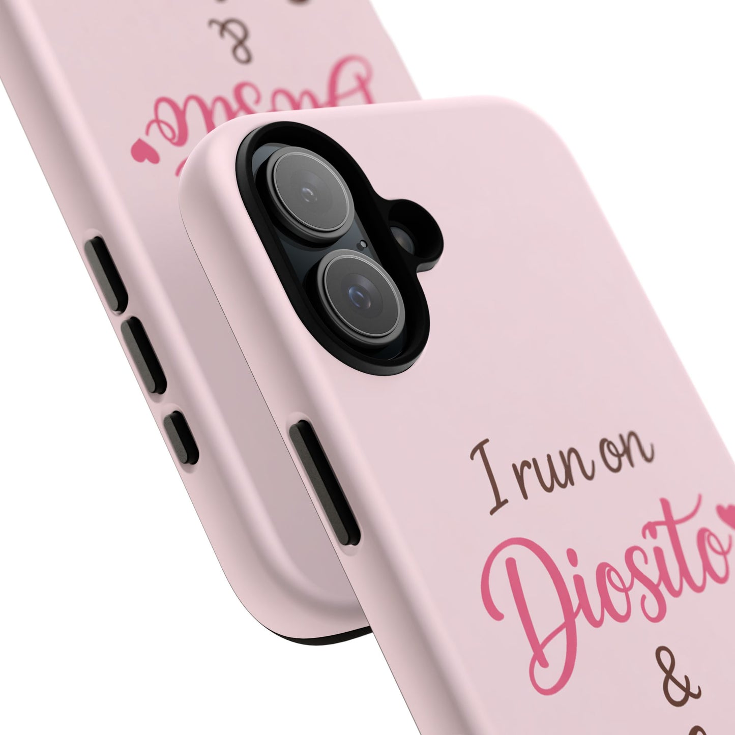 I Run on Diosito y Cafecito Phone Case, Pink Aesthetic Latina Faith Coffee Case, Girly Protective iPhone Samsung Cover