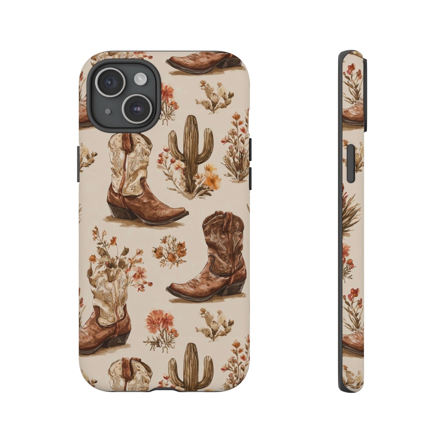 Cowboy Boots Western Phone Case Rustic Cowgirl Cactus Floral iPhone Samsung Pixel