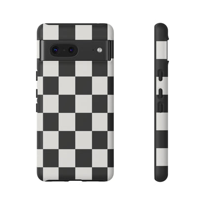 Black & White Checkerboard Phone Case – Classic Aesthetic Tough Protective Case for Iphone, Samsung Galaxy and Pixel