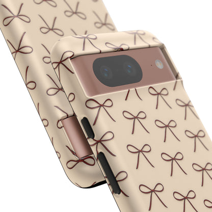 Coquette Bow Phone Case | Neutral Beige Aesthetic iPhone & Samsung Tough Case