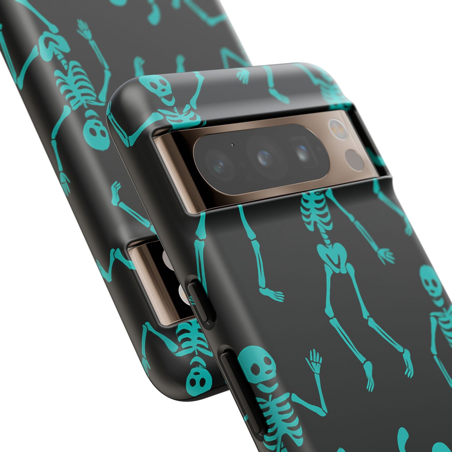 Dancing Teal Skeletons Phone Case | Tough Protective Case for Iphone, Samsung Galaxy and Pixel