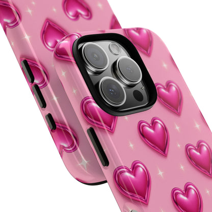 Pink Heart Pattern Phone Case | Tough Protective Case for Iphone, Samsung Galaxy and Pixel